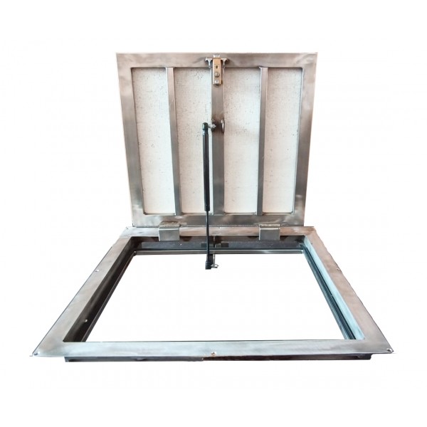 Porta di accesso a pavimento in acciaio inox 90 cm x 140 cm H per interni ed esterni