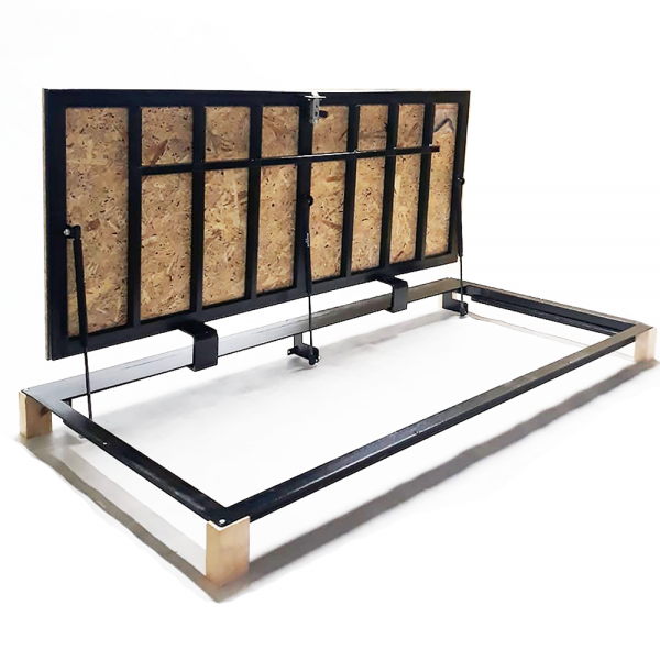 Porta di accesso in acciaio a pavimento 80 cm x 190 cm H con pannello OSB per pavimenti in legno e parquet