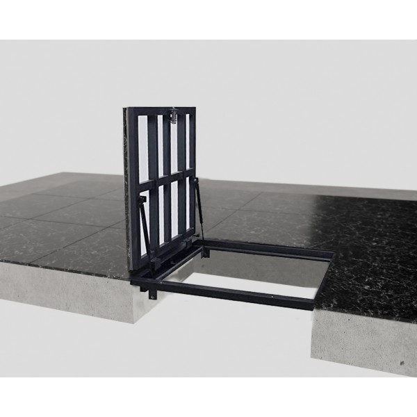 Porta di accesso a pavimento in acciaio inox 100 cm x 200 cm H per interni ed esterni