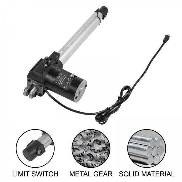 Linear Actuator 12V 250mm Heavy Duty 6000N 5mm/s IP44 Protection with 2 remote controls