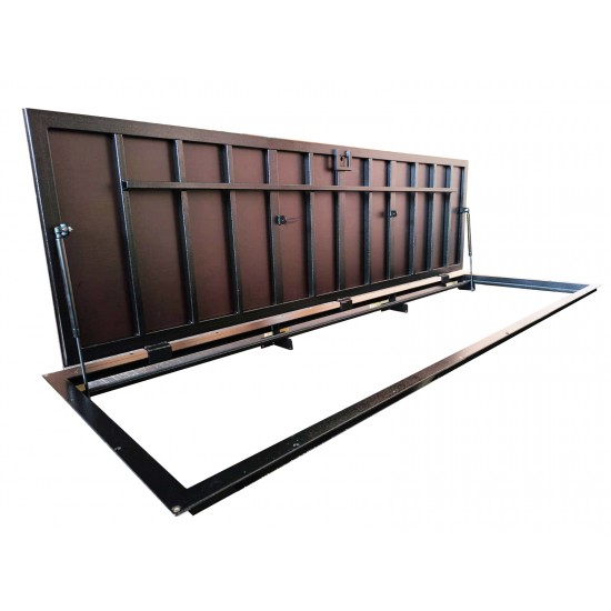 Floor steel access door size 80 cm x 200 cm H with gas struts