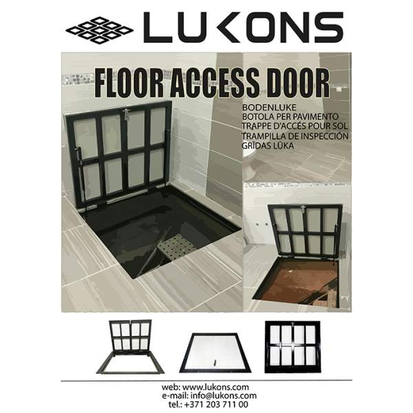 Floor steel access door size 60 cm x 160 cm H